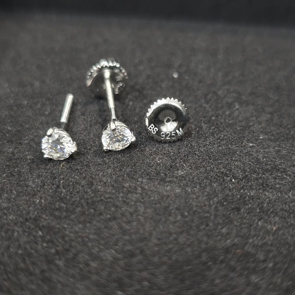 925 Sterling Silver Moissanite Screwback Earrings 0.44 CTW VVSD COLOR